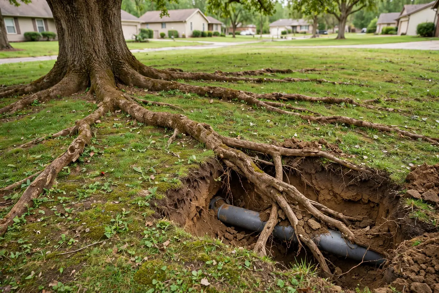 Mature Canopy Roots Over Subdivision Laterals